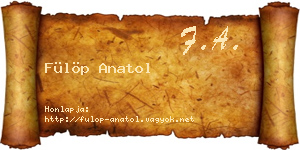 Fülöp Anatol névjegykártya
